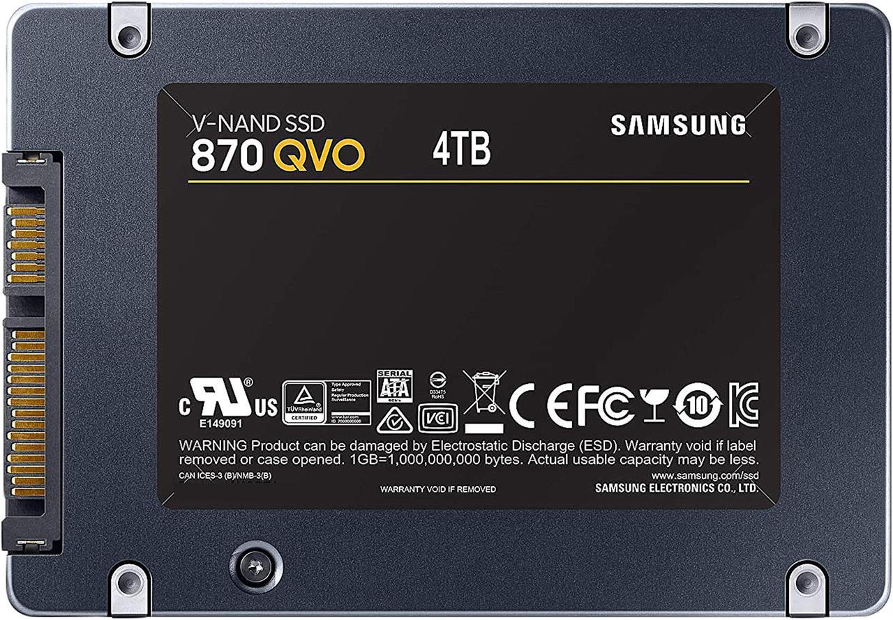 SAMSUNG 870 QVO Series 2.5" 4TB SATA III Samsung V-NAND 4bit MLC Internal Solid State Drive (SSD) MZ-77Q4T0BW