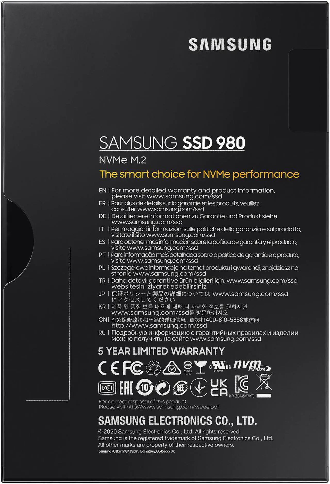 Alt view image 7 of 7 - SAMSUNG 980 M.2 2280 500GB PCI-Express 3.0 x4, NVMe 1.4 V-NAND MLC Internal Solid State Drive (SSD) MZ-V8V500B/AM