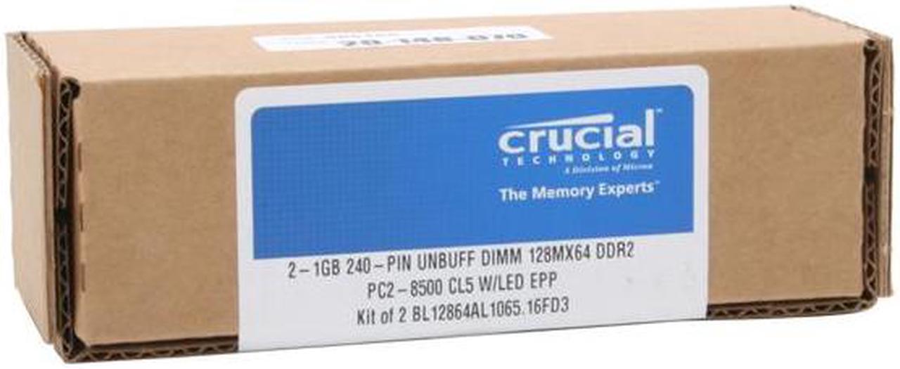 Alt view image 3 of 3 - Crucial Ballistix Tracer 2GB (2 x 1GB) DDR2 1066 (PC2 8500) Dual Channel Kit Desktop Memory Model BL2KIT12864AL1065