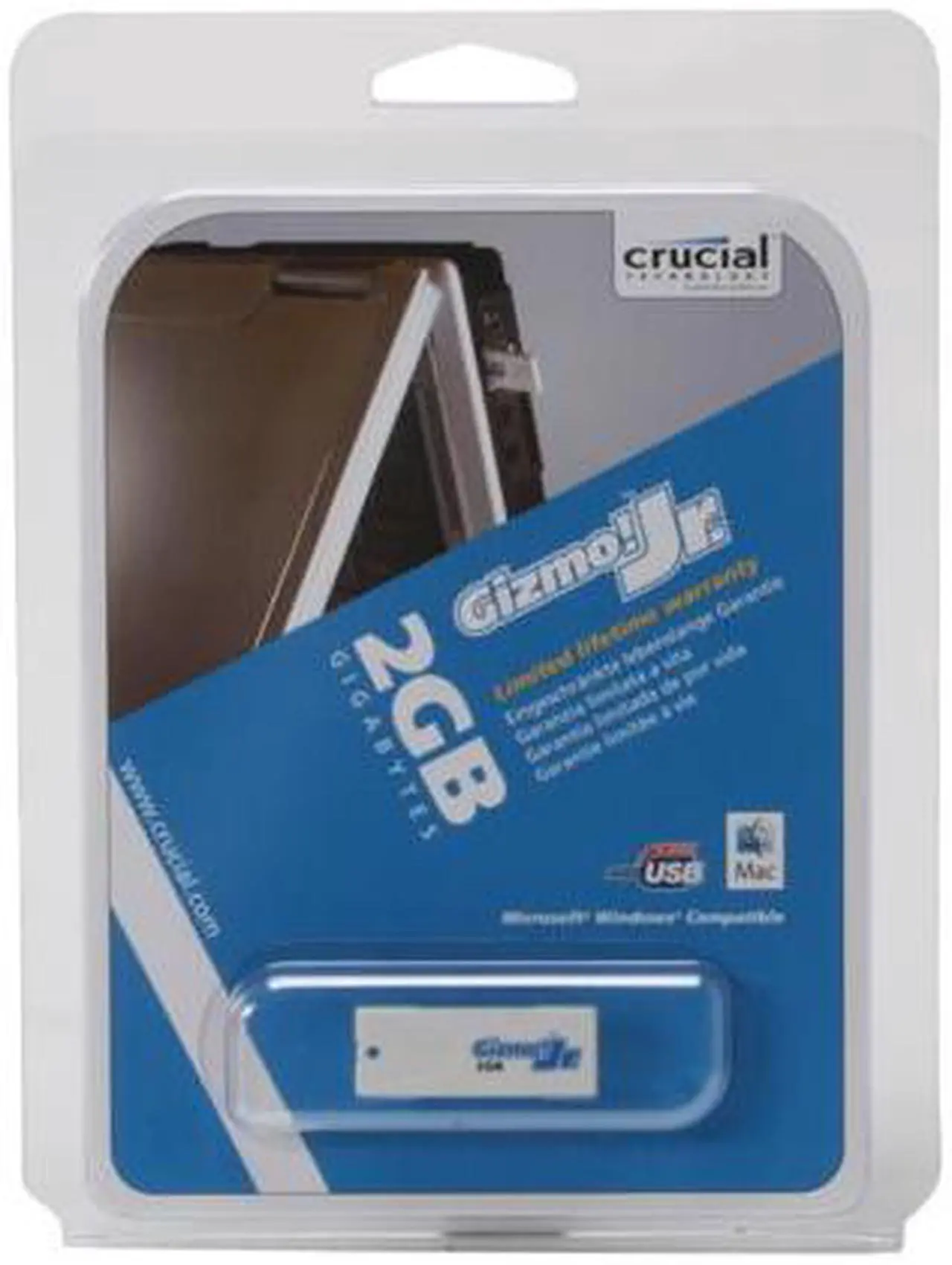 Alt view image 2 of 2 - Crucial Gizmo Jr 2GB Flash Drive (USB2.0 Portable) CT2GBUFDJNR000