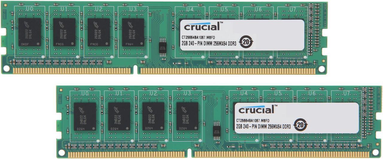 Crucial 4GB (2 x 2GB) DDR3 1066 (PC3 8500) Dual Channel Kit Desktop Memory Model CT2KIT25664BA1067