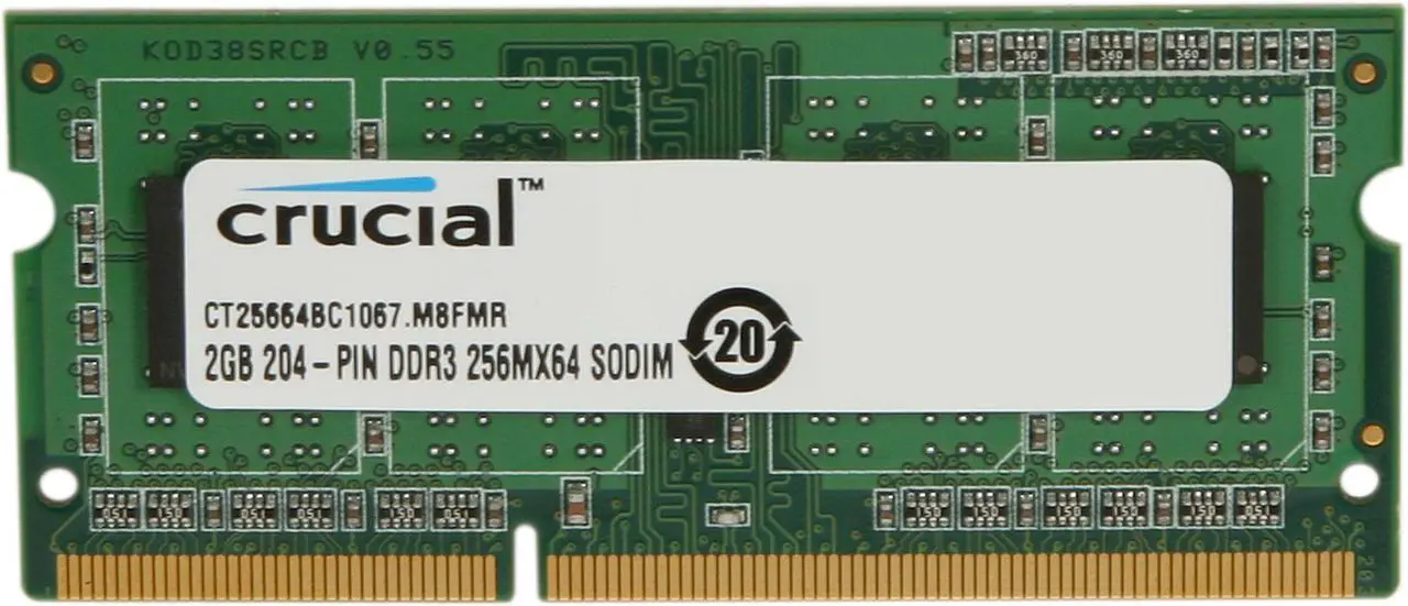 Main image of Crucial 2GB 204-Pin DDR3 SO-DIMM DDR3 1066 (PC3 8500) Laptop Memory Model CT25664BC1067