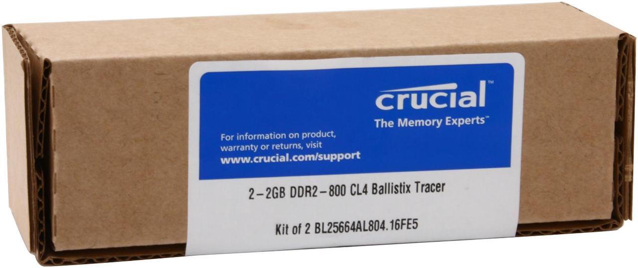 Alt view image 2 of 2 - Crucial Ballistix Tracer 4GB (2 x 2GB) DDR2 800 (PC2 6400) Dual Channel Kit Desktop Memory Model BL2KIT25664AL804