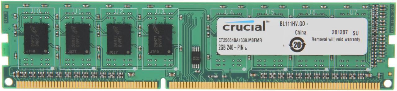 Crucial 2GB DDR3 1333 (PC3 10600) Desktop Memory Model CT25664BA1339