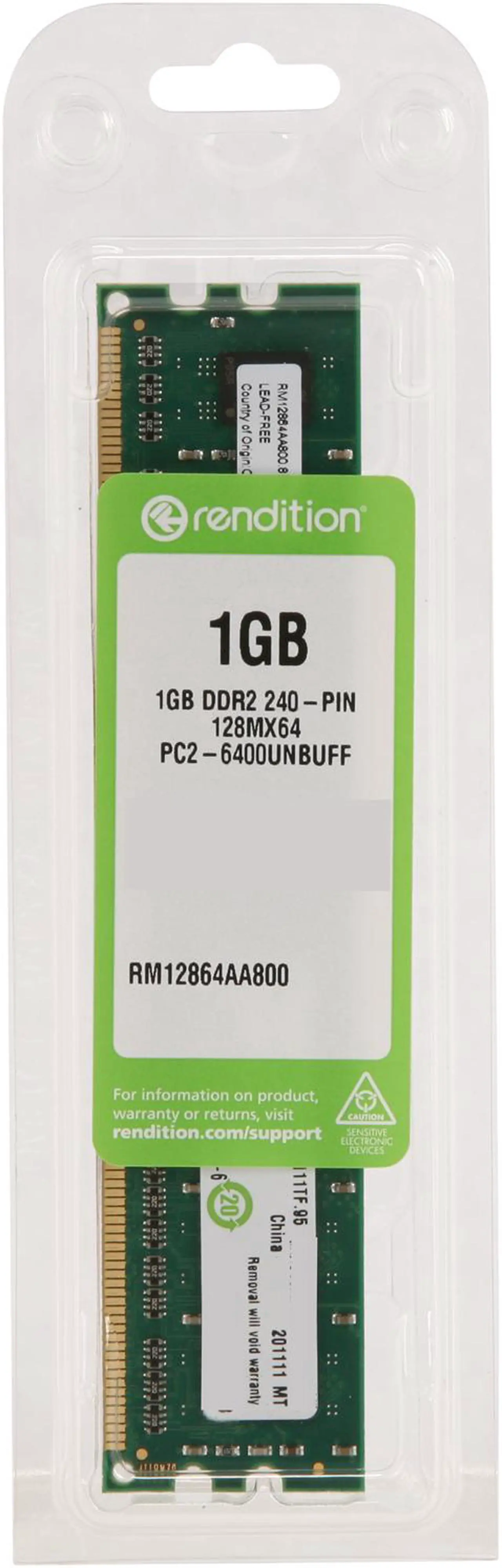 Alt view image 3 of 3 - Rendition by Crucial 1GB DDR2 800 (PC2 6400) Desktop Memory Model RM12864AA800