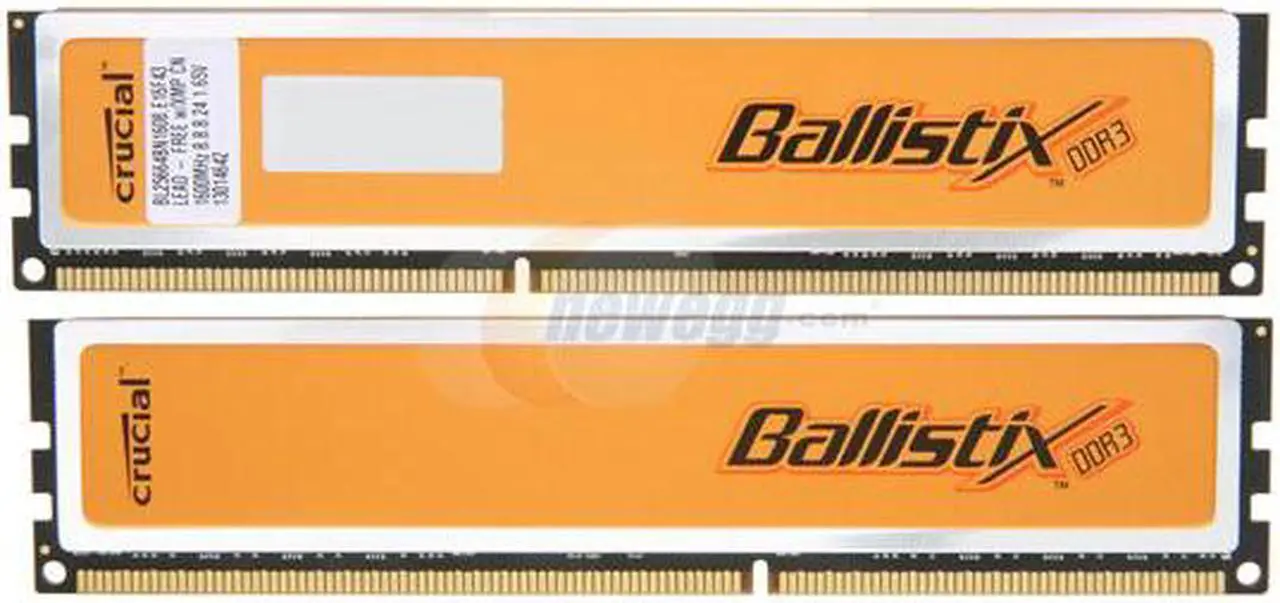 Alt view image 2 of 3 - Crucial Ballistix 6GB (3 x 2GB) DDR3 1600 (PC3 12800) Desktop Memory Model BL3KIT25664BN1608 - OEM