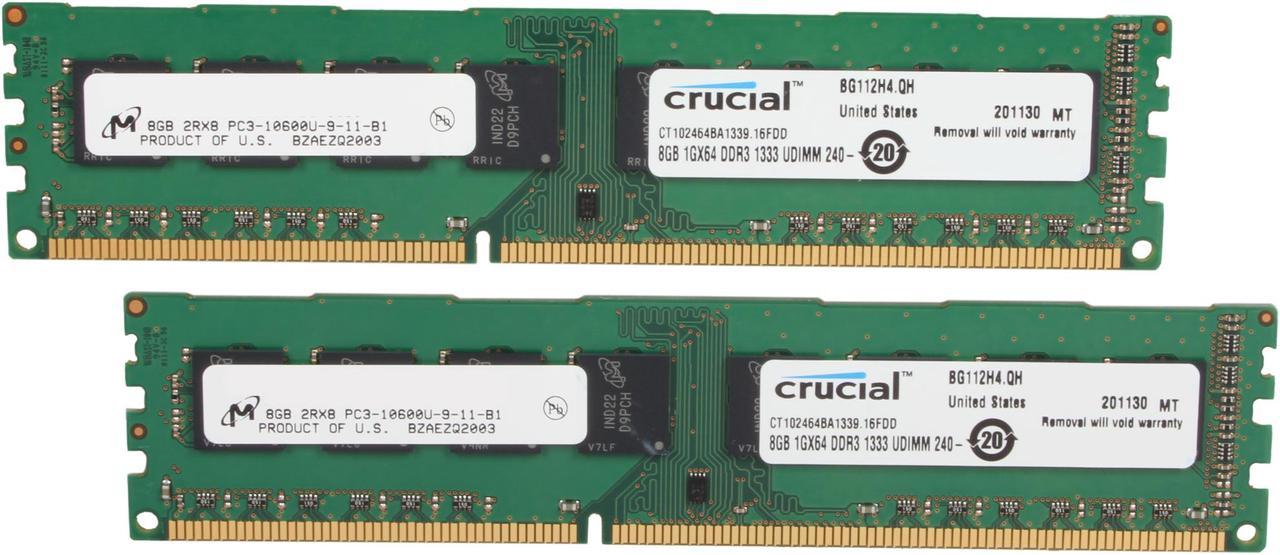 Crucial 16GB (2 x 8GB) DDR3 1333 (PC3 10600) Desktop Memory Model CT2KIT102464BA1339