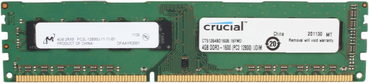 Main image of Crucial 4GB 240-Pin PC RAM DDR3L 1600 (PC3L 12800) Desktop Memory Model CT51264BD160B