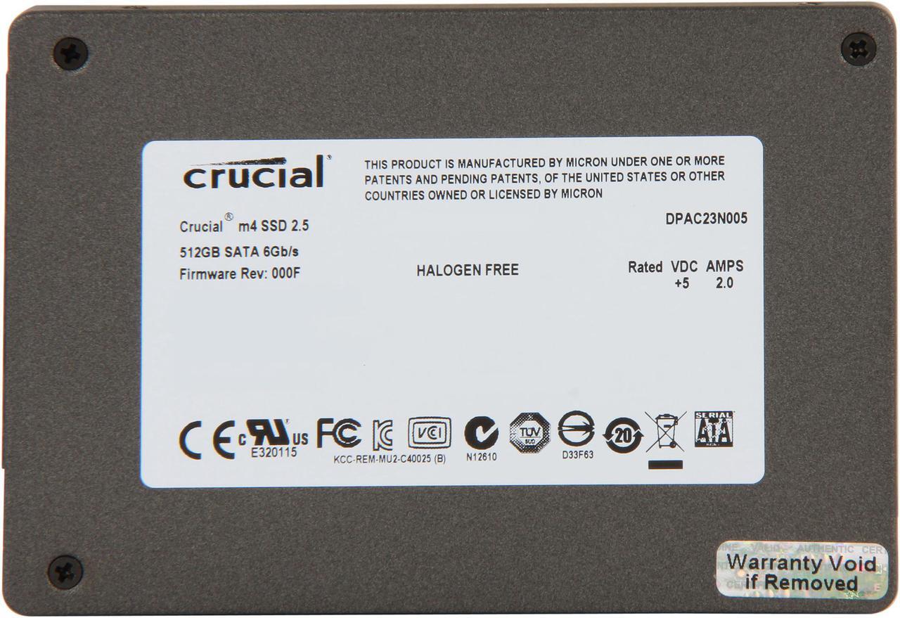 Alt view image 5 of 5 - Crucial M4 2.5" 512GB SATA III MLC 7mm Internal Solid State Drive (SSD) CT512M4SSD1