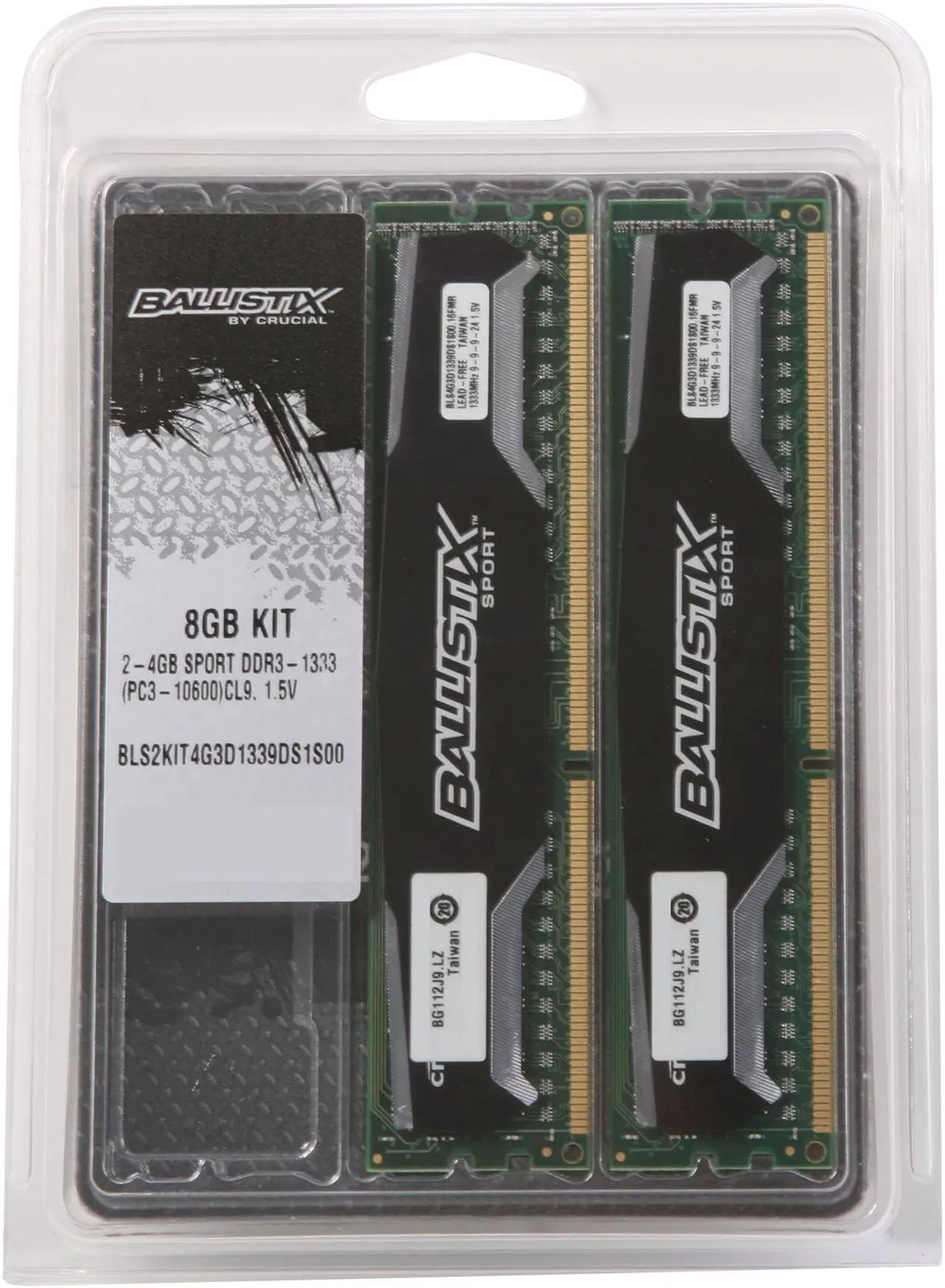 Alt view image 3 of 3 - Crucial Ballistix Sport 8GB (2 x 4GB) DDR3 1333 (PC3 10600) Desktop Memory Model BLS2KIT4G3D1339DS1S00