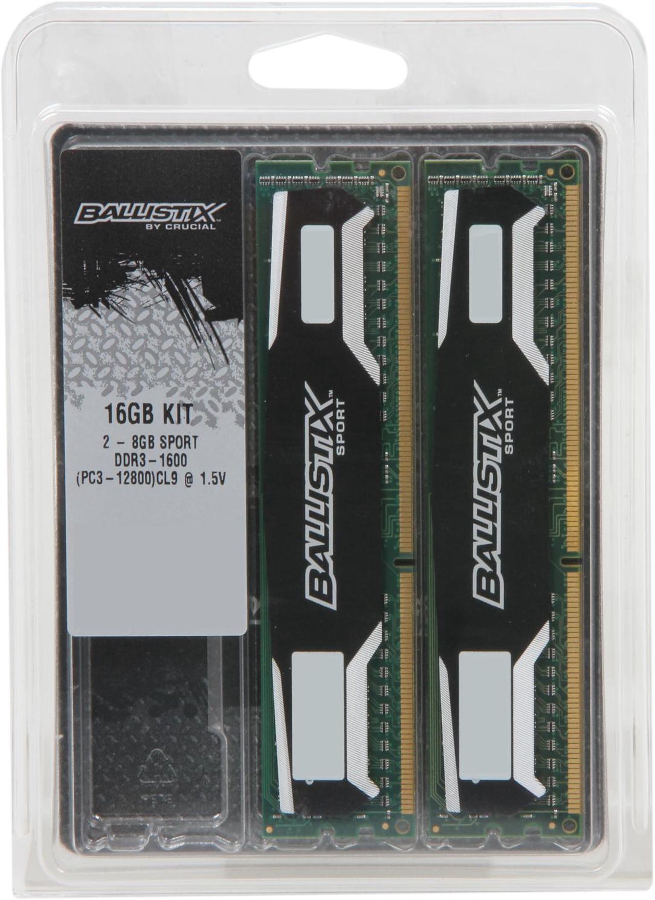 Alt view image 3 of 3 - Ballistix Sport 16GB (2 x 8GB) DDR3 1600 (PC3 12800) Desktop Memory Model BLS2KIT8G3D1609DS1S00
