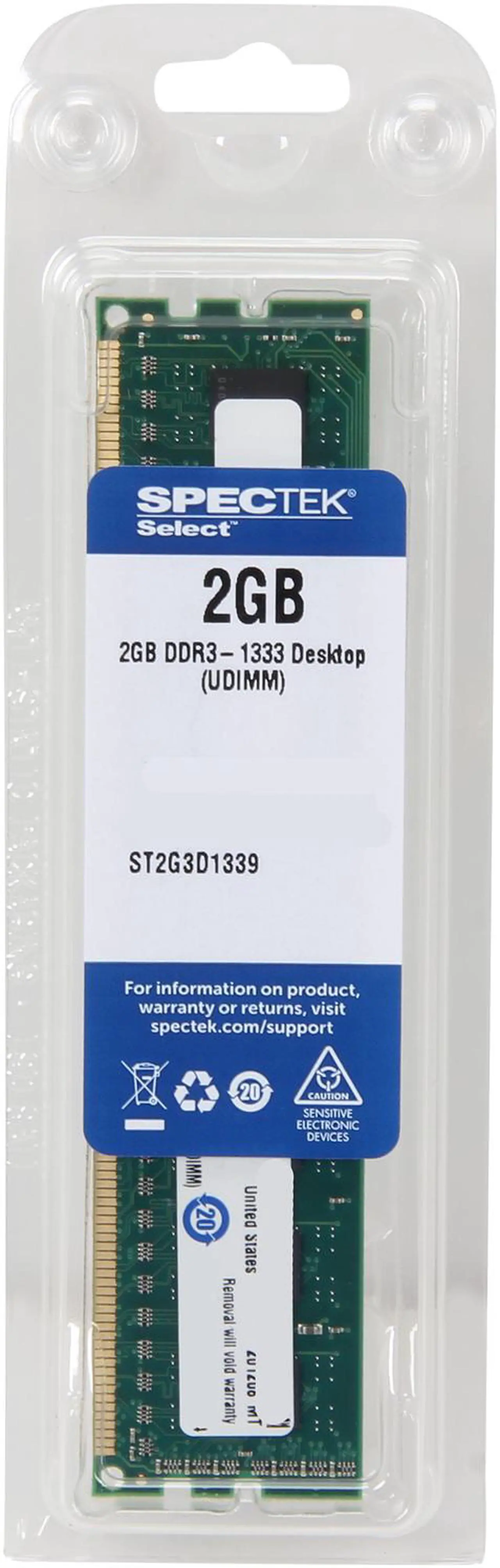Alt view image 3 of 3 - SPECTEK by Micron Technology 2GB DDR3 1333 (PC3 10600) Desktop Memory Model ST2G3D1339