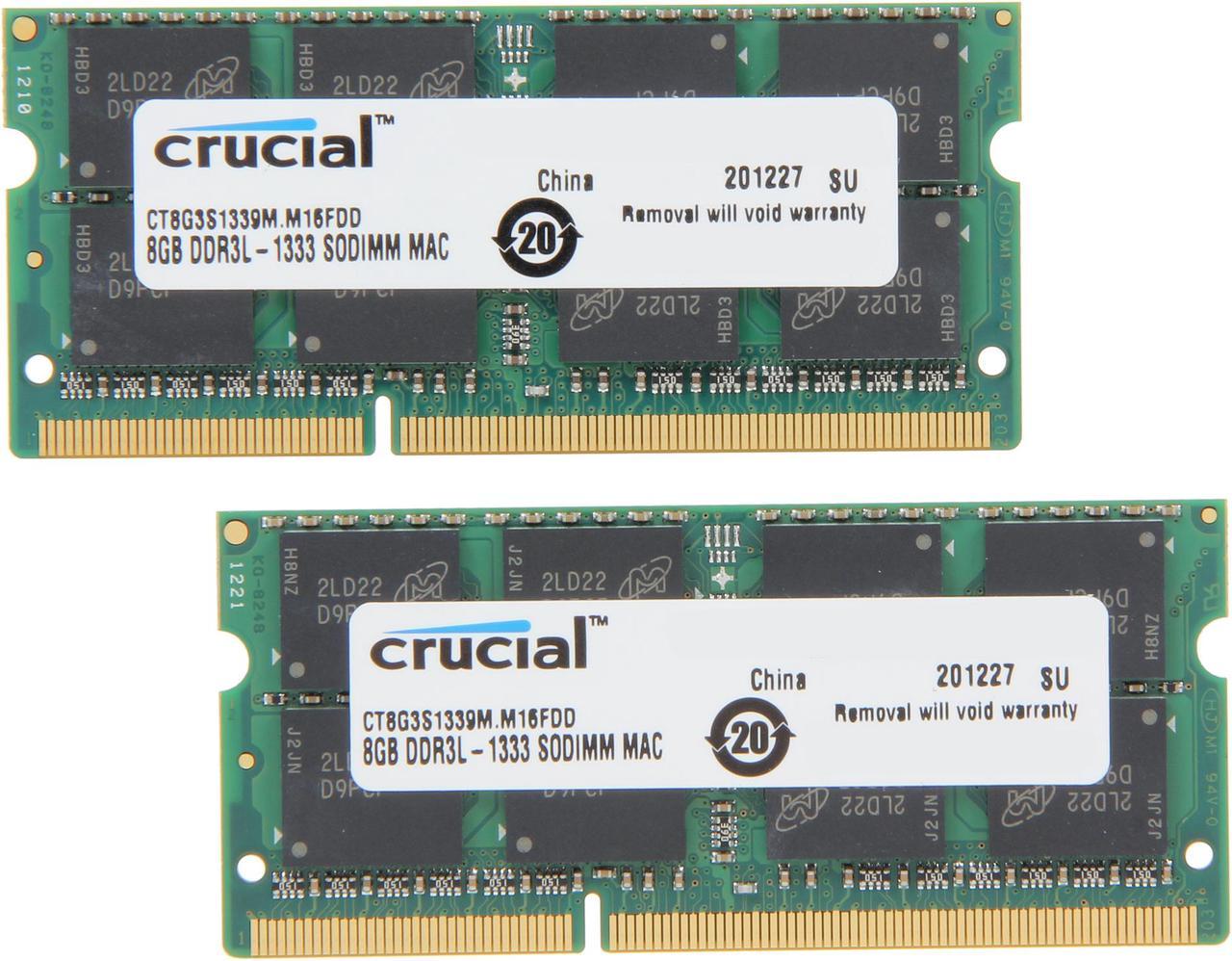 Crucial 16GB (2 x 8GB) DDR3 1333 (PC3 10600) Unbuffered Memory for Mac Model CT2K8G3S1339M