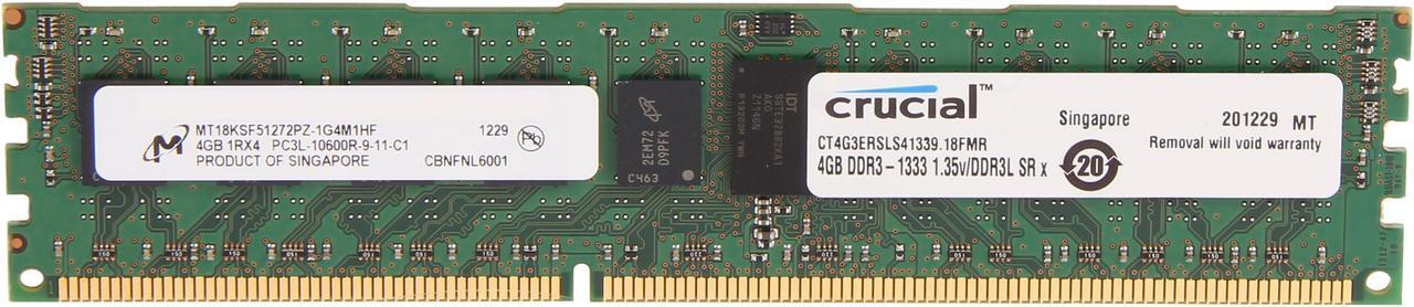 Main image of Crucial 4GB ECC Registered DDR3 1333 (PC3 10600) Server Memory Model CT4G3ERSLS41339
