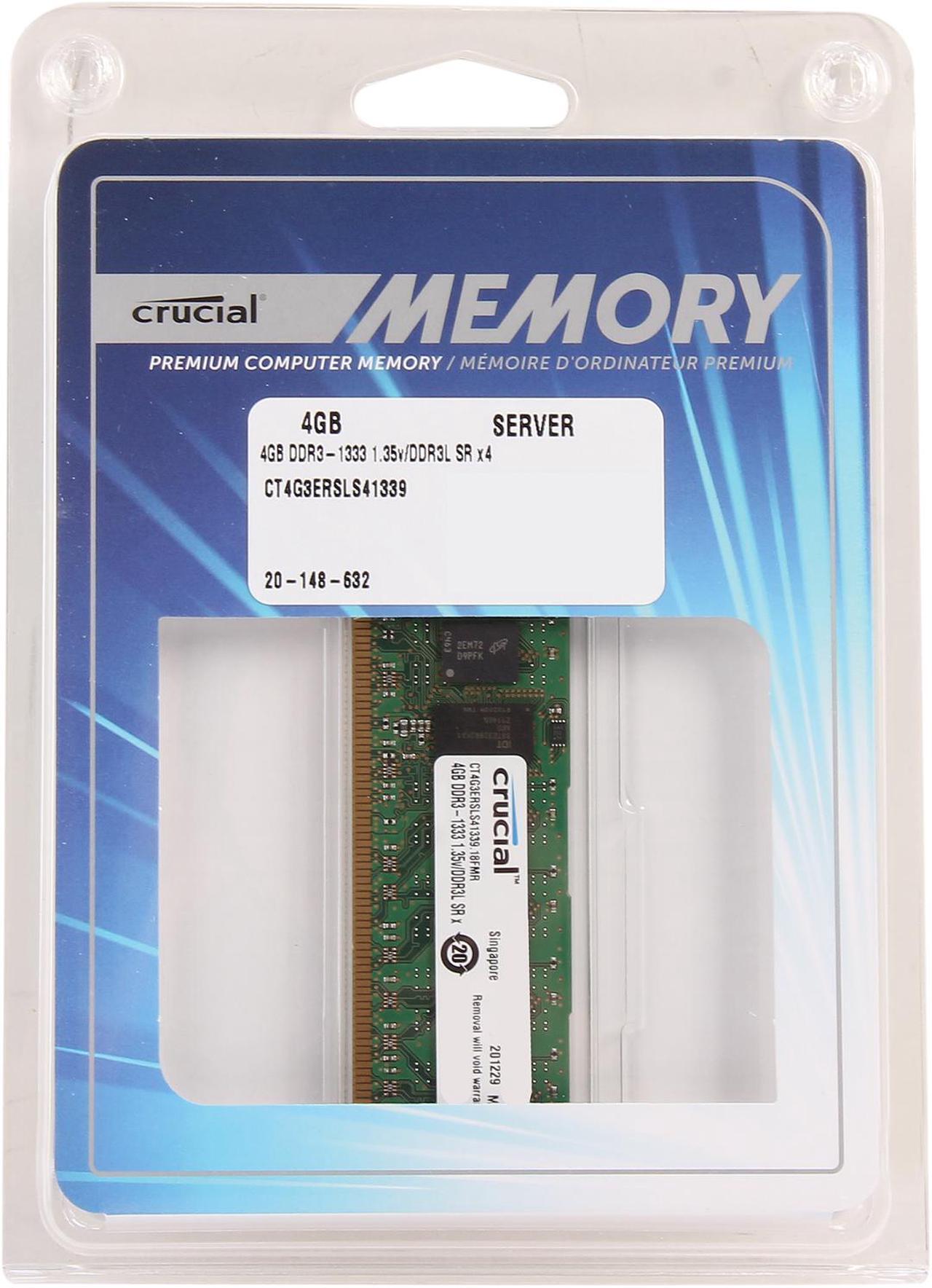 Alt view image 3 of 3 - Crucial 4GB ECC Registered DDR3 1333 (PC3 10600) Server Memory Model CT4G3ERSLS41339