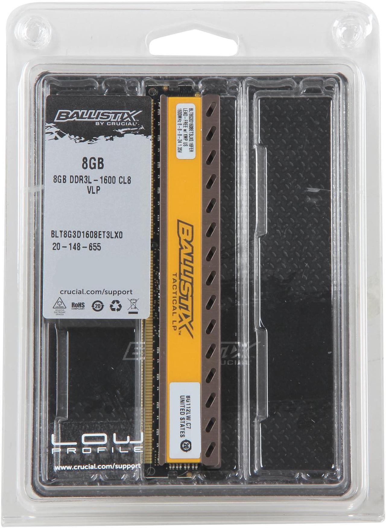 Alt view image 3 of 3 - Ballistix Tactical 8GB DDR3L 1600 (PC3L 12800) Low Profile Desktop Memory Model BLT8G3D1608ET3LX0