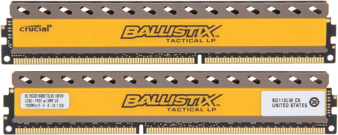 Alt view image 2 of 3 - Ballistix Tactical 16GB (2 x 8GB) DDR3L 1600 (PC3L 12800) Low Profile Desktop Memory Model BLT2K8G3D1608ET3LX0