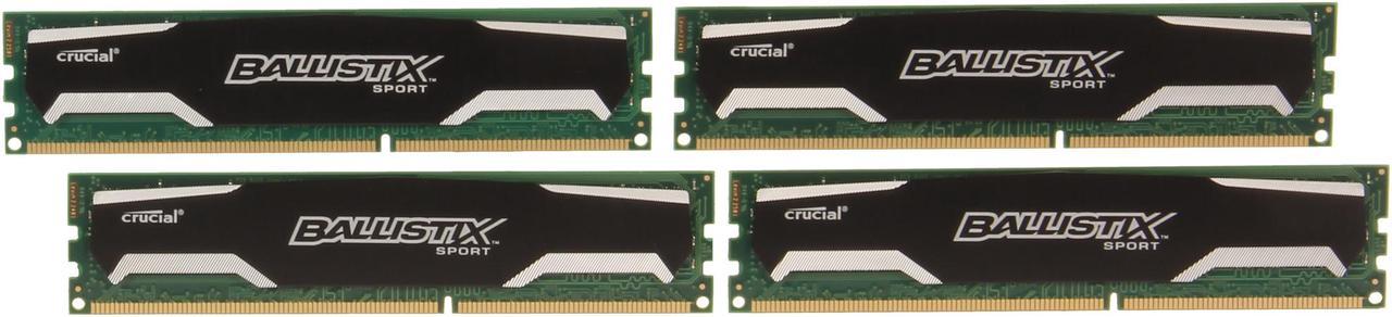 Ballistix Sport 32GB (4 x 8GB) DDR3 1600 (PC3 12800) Desktop Memory Model BLS4KIT8G3D1609DS1S00