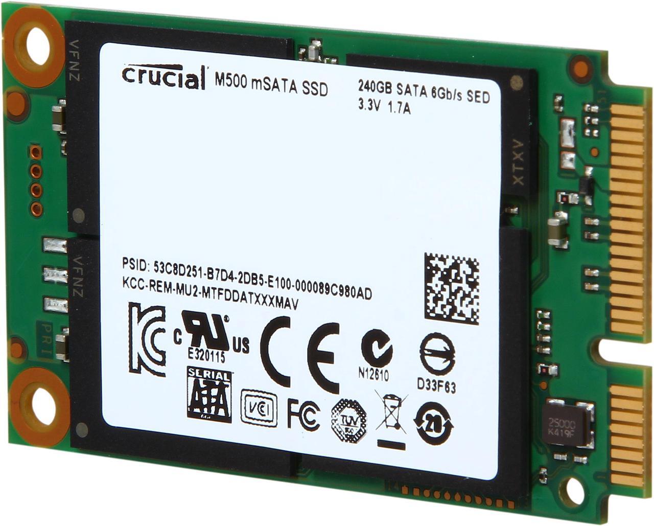 Main image of Crucial M500 240GB Mini-SATA (mSATA) MLC Internal Solid State Drive (SSD) CT240M500SSD3