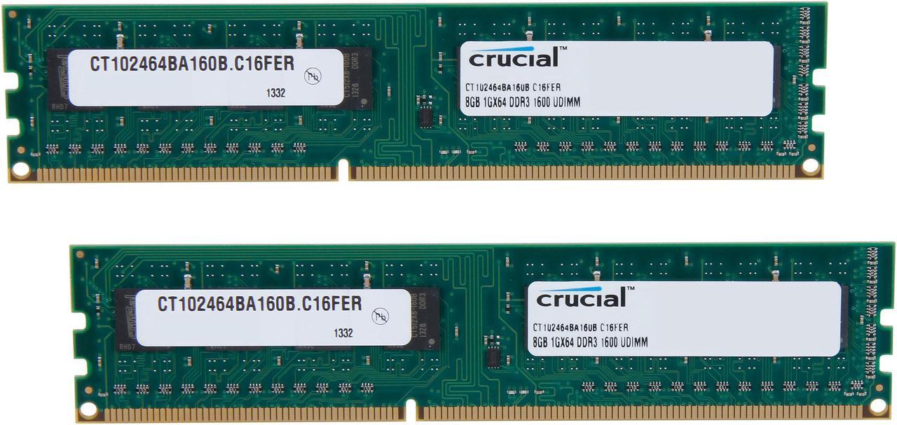 Crucial 16GB (2 x 8GB) DDR3 1600 (PC3 12800) Desktop Memory Model CT2KIT102464BA160B