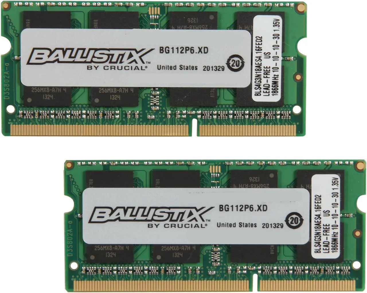 Alt view image 2 of 3 - Ballistix Sport SODIMM 8GB (2 x 4GB) 204-Pin DDR3 SO-DIMM DDR3 1866 (PC3 14900) Laptop Memory Model BLS2K4G3N18AES4