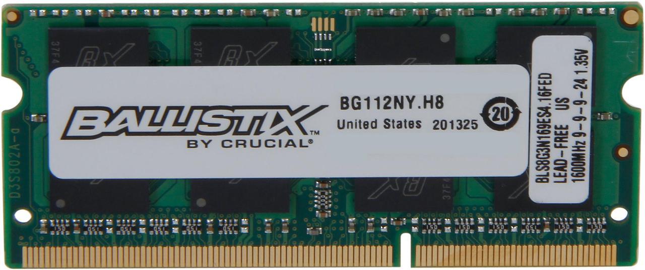 Alt view image 2 of 3 - Crucial Ballistix Sport SODIMM 8GB 204-Pin DDR3 SO-DIMM DDR3L 1600 (PC3L 12800) Laptop Memory Model BLS8G3N169ES4