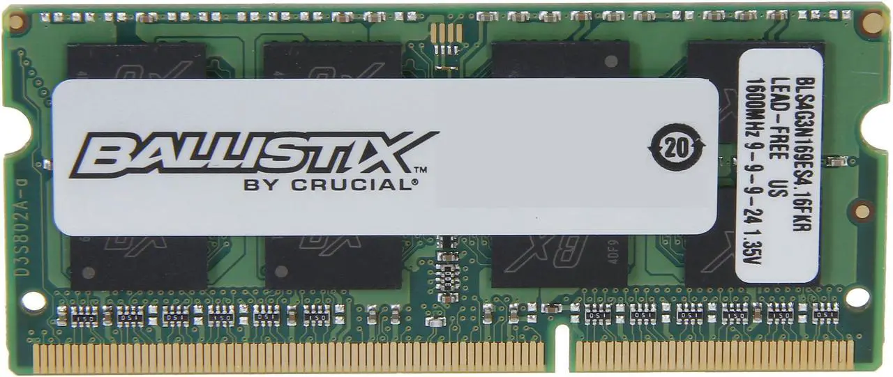 Alt view image 2 of 3 - Ballistix Sport SODIMM 4GB 204-Pin DDR3 SO-DIMM DDR3L 1600 (PC3L 12800) Laptop Memory Model BLS4G3N169ES4