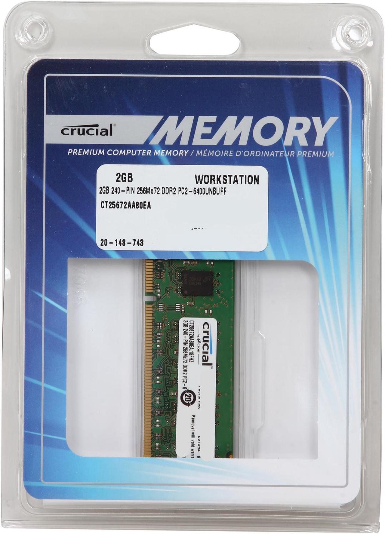 Alt view image 3 of 3 - Crucial 2GB ECC Unbuffered DDR2 800 (PC2 6400) Server Memory Model CT25672AA80EA
