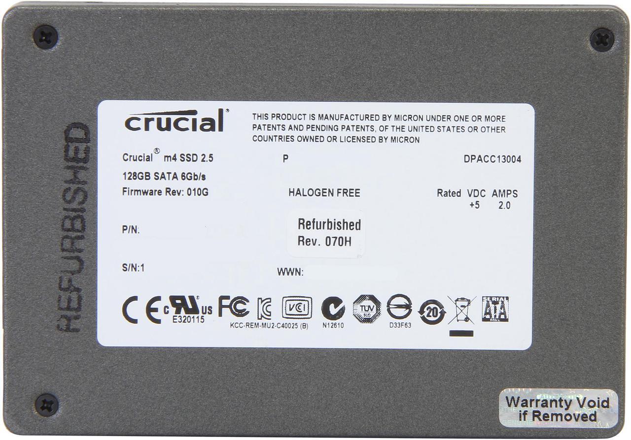 Alt view image 4 of 4 - Manufacturer Recertified Crucial M4 CT128M4SSD2 2.5" 128GB SATA III MLC Internal Solid State Drive (SSD)