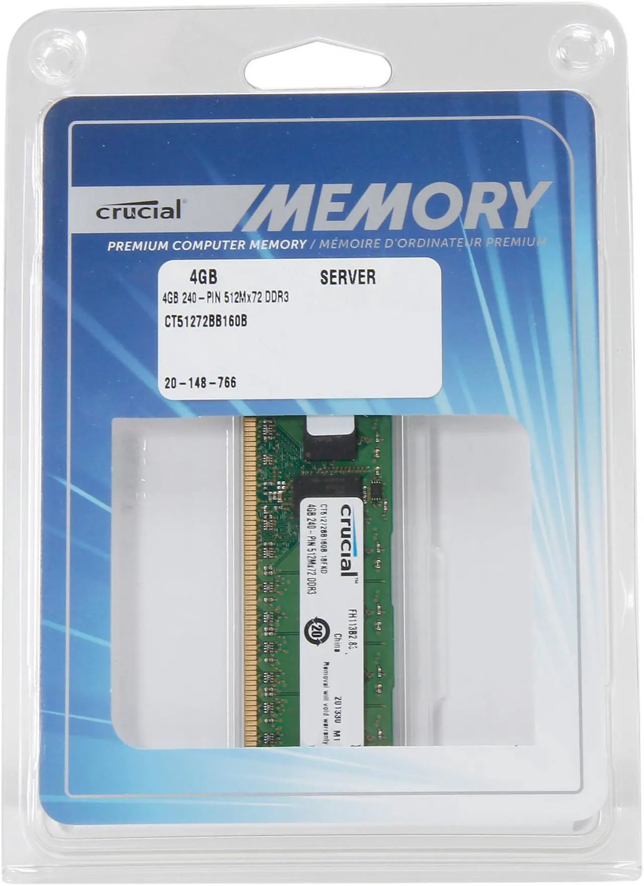 Alt view image 3 of 3 - Crucial 4GB ECC Registered DDR3 1600 (PC3 12800) Server Memory Model CT51272BB160B