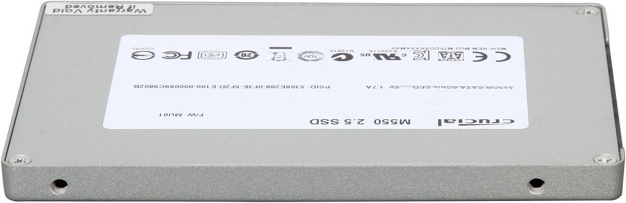 Alt view image 3 of 5 - Crucial M550 2.5" 512GB SATA 6Gbps MLC Internal Solid State Drive (SSD) CT512M550SSD1
