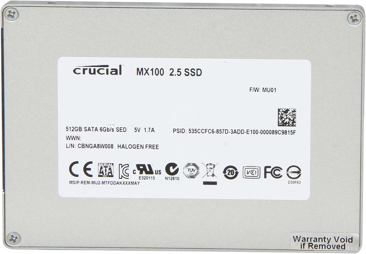 Alt view image 3 of 5 - Crucial MX100 2.5" 512GB SATA III MLC Internal Solid State Drive (SSD) CT512MX100SSD1