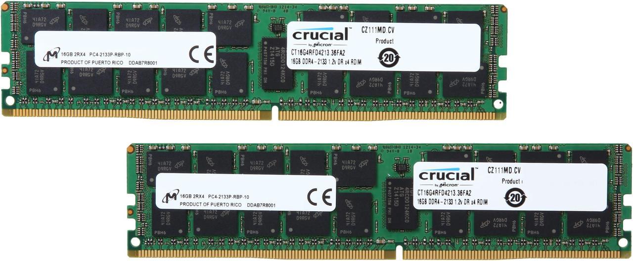 Crucial 32GB (2 x 16GB) ECC Registered DDR4 2133 (PC4 17000) Server Memory Model CT2K16G4RFD4213