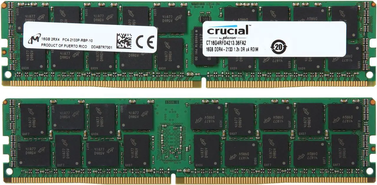 Alt view image 2 of 3 - Crucial 64GB (4 x 16GB) ECC Registered DDR4 2133 (PC4 17000) Server Memory Model CT4K16G4RFD4213