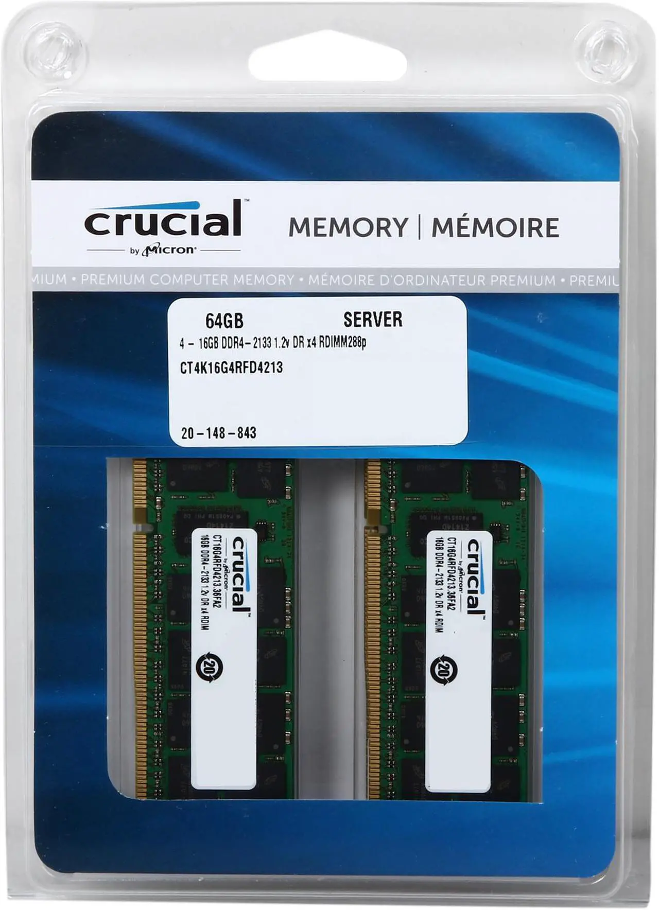 Alt view image 3 of 3 - Crucial 64GB (4 x 16GB) ECC Registered DDR4 2133 (PC4 17000) Server Memory Model CT4K16G4RFD4213