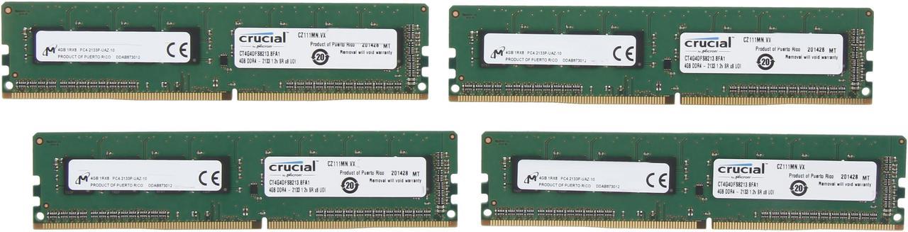 Crucial 16GB (4 x 4GB) DDR4 2133 (PC4 17000) Desktop Memory Model CT4K4G4DFS8213