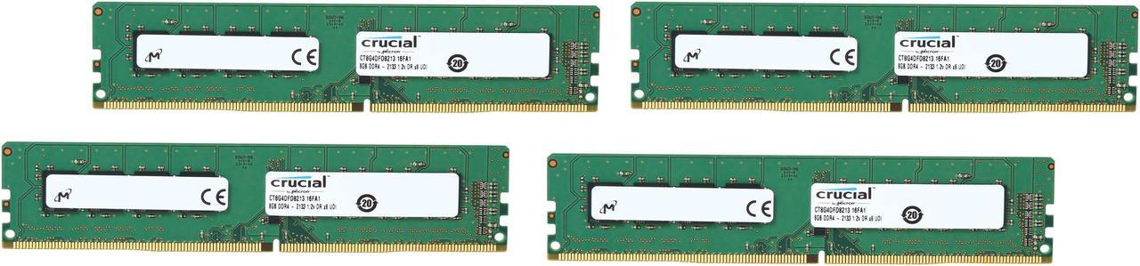 Crucial 32GB (4 x 8GB) DDR4 2133 (PC4 17000) Desktop Memory Model CT4K8G4DFD8213