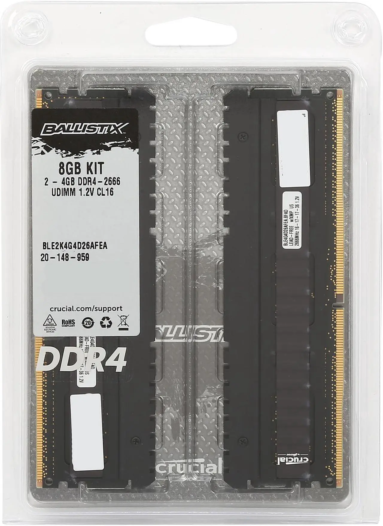 Alt view image 3 of 3 - Ballistix Elite 8GB (2 x 4GB) DDR4 2666 (PC4 21300) Performance Memory Model BLE2K4G4D26AFEA