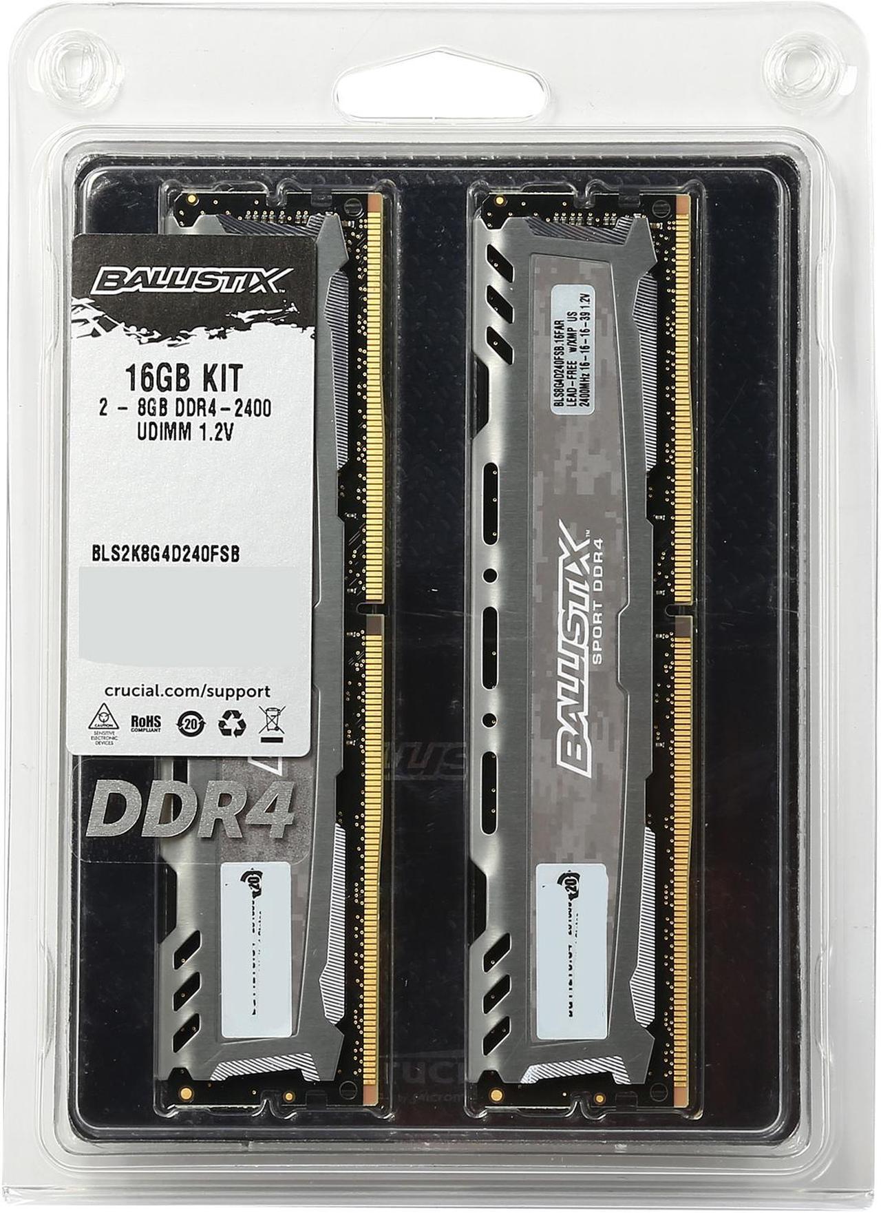Alt view image 4 of 4 - Ballistix Sport LT 16GB (2 x 8GB) DDR4 2400 (PC4 19200) Memory Model BLS2K8G4D240FSB