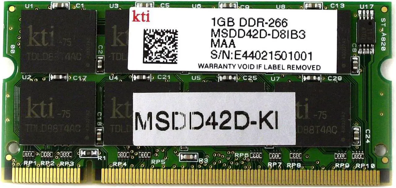 Main image of KINGMAX 1GB 200-Pin DDR SO-DIMM DDR 266 (PC 2100) Laptop Memory Model MSDD42F-KI - OEM