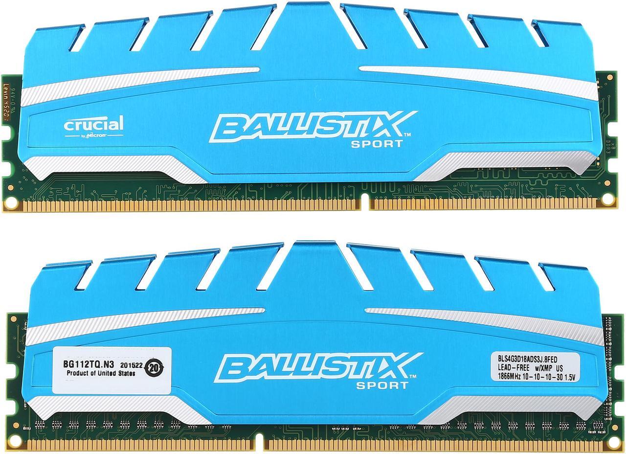 Alt view image 2 of 3 - Ballistix Sport 8GB (2 x 4GB) DDR3 1866 (PC3 14900) Memory Kit Model BLS2K4G3D18ADS3J