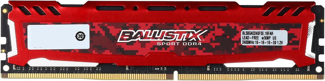 Alt view image 2 of 4 - Ballistix Sport LT 8GB DDR4 2400 (PC4 19200) Desktop Memory Model BLS8G4D240FSE