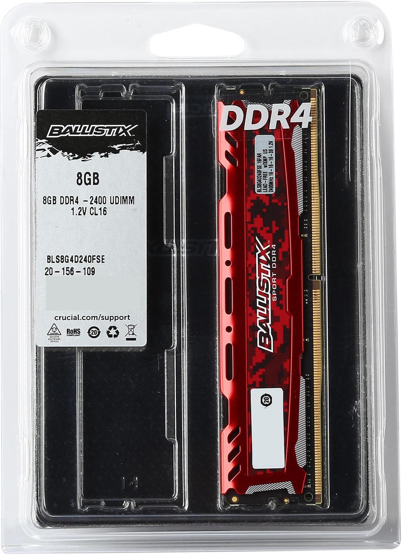 Alt view image 3 of 4 - Ballistix Sport LT 8GB DDR4 2400 (PC4 19200) Desktop Memory Model BLS8G4D240FSE