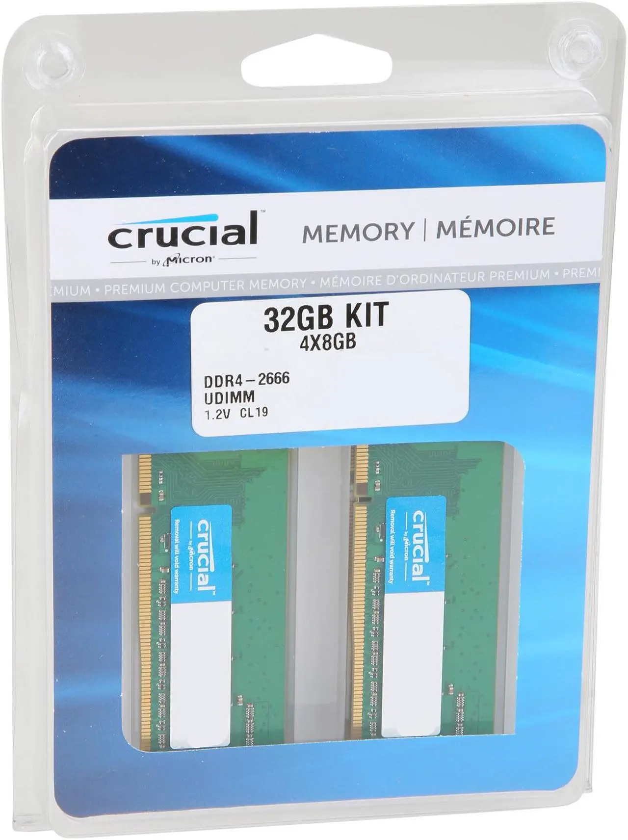 Alt view image 2 of 2 - Crucial 32GB (4 x 8GB) DDR4 2666MHz DRAM (Desktop Memory) CL19 1.2V SR DIMM (288-pin) CT4K8G4DFS8266