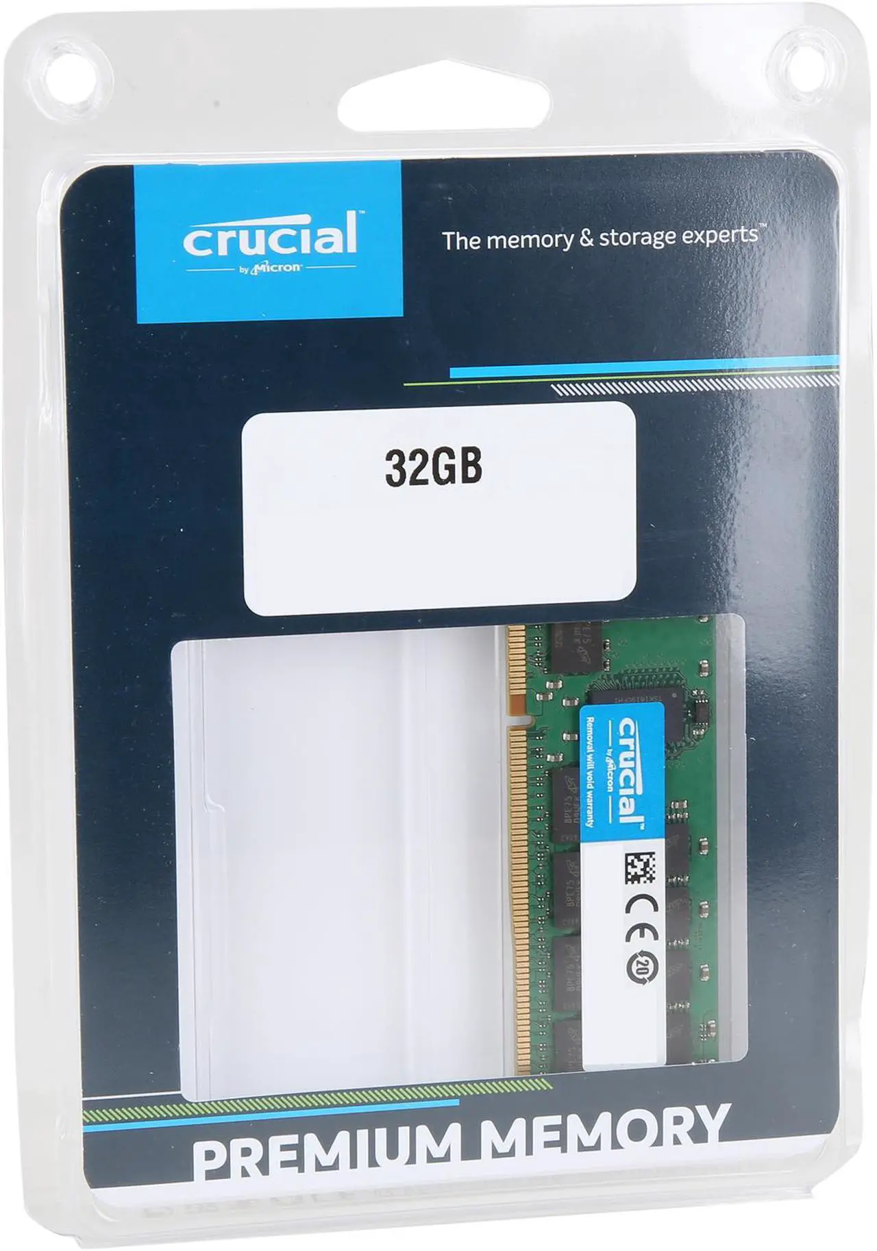 Alt view image 3 of 3 - Crucial 32GB ECC Registered DDR4 2933 (PC4 23400) Server Memory Model CT32G4RFD4293