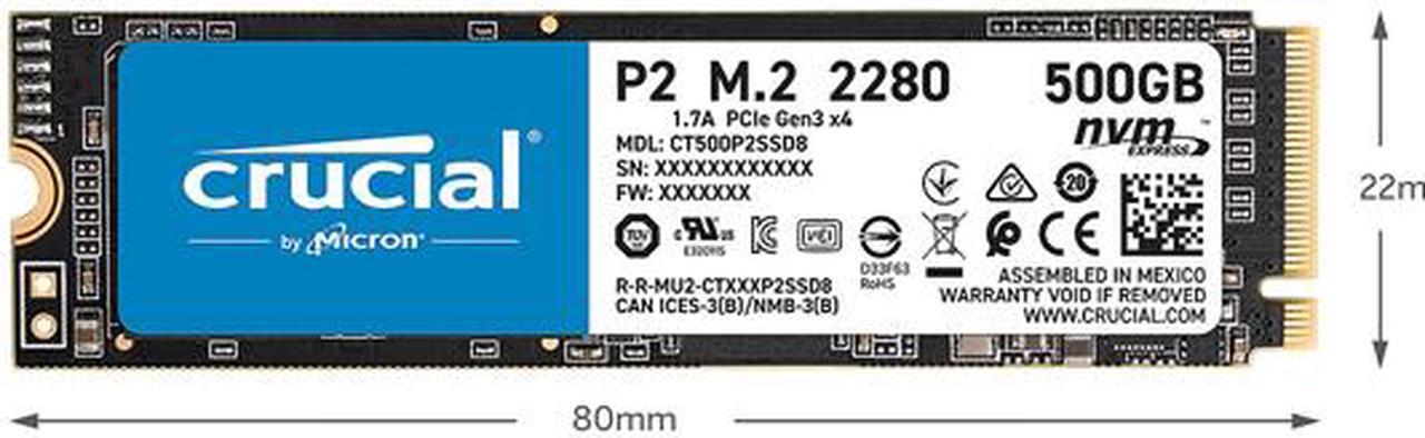 Alt view image 3 of 11 - Crucial P2 1TB 3D NAND NVMe PCIe M.2 SSD Up to 2400 MB/s - CT1000P2SSD8