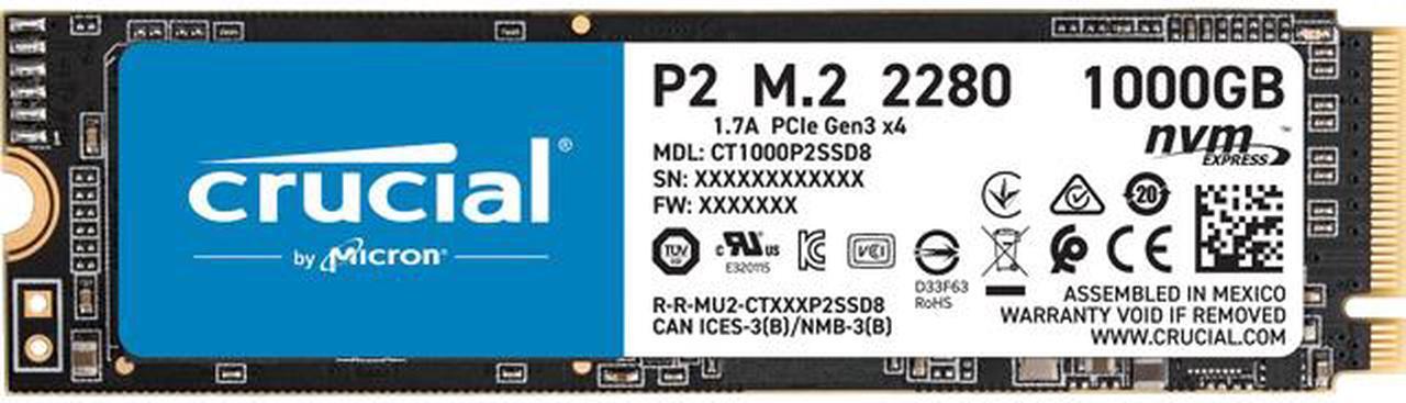 Main image of Crucial P2 1TB 3D NAND NVMe PCIe M.2 SSD Up to 2400 MB/s - CT1000P2SSD8