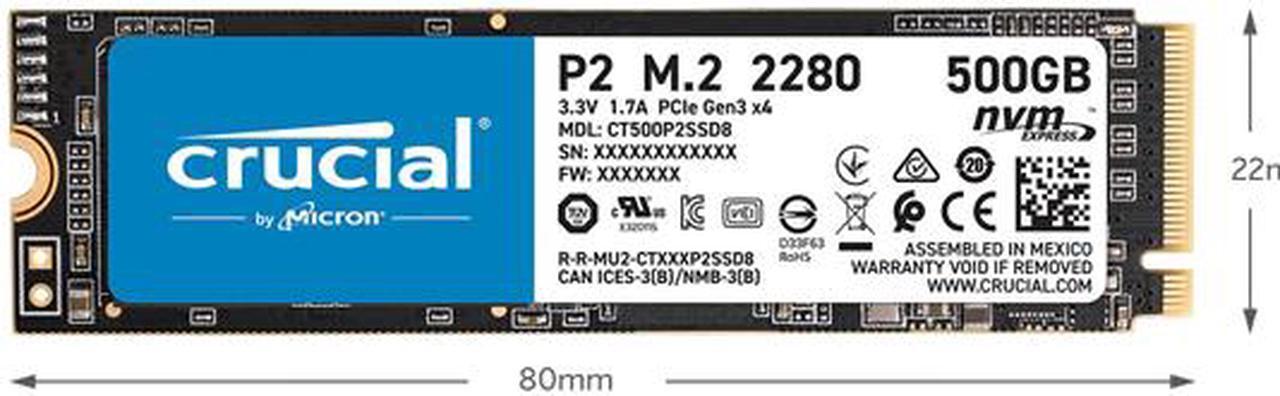 Alt view image 3 of 6 - Crucial P2 2TB 3D NAND NVMe PCIe M.2 SSD Up to 2400 MB/s - CT2000P2SSD8