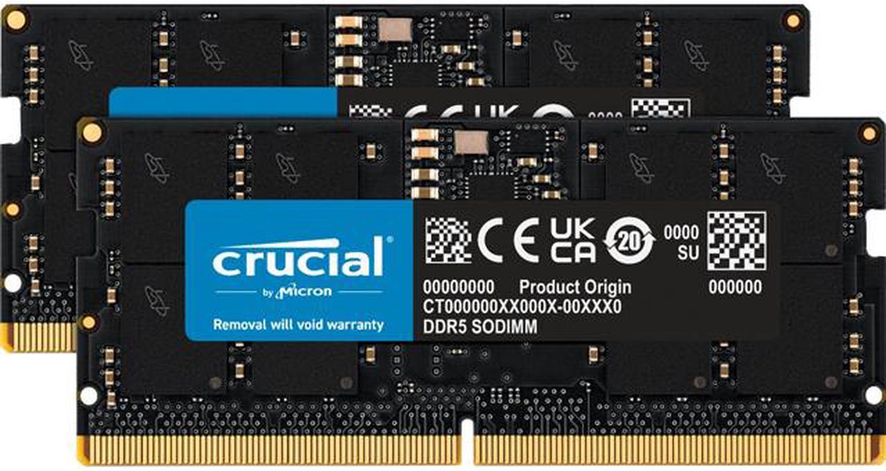 Crucial 64GB (2 x 32GB) 262-Pin DDR5 SO-DIMM DDR5 4800 (PC4 38400) Laptop Memory Model CT2K32G48C40S5