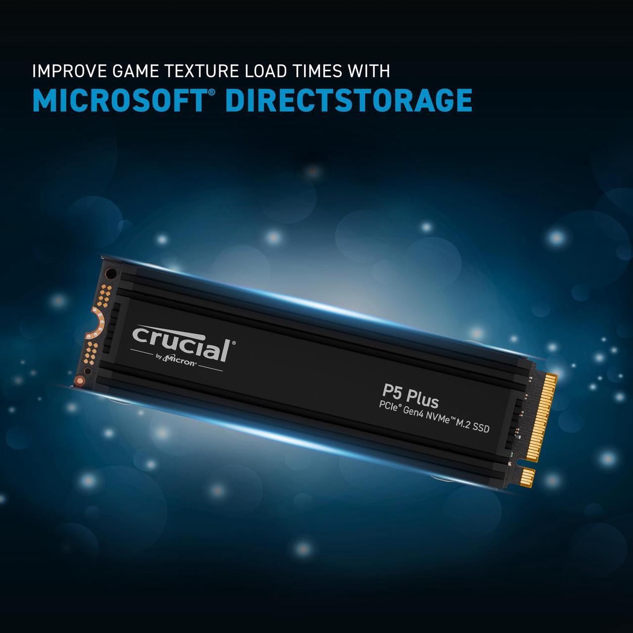Alt view image 5 of 6 - Crucial P5 Plus M.2 2280 2TB with Heatsink PCI-Express 4.0 x4 NVMe 3D NAND Internal Solid State Drive (SSD) CT2000P5PSSD5